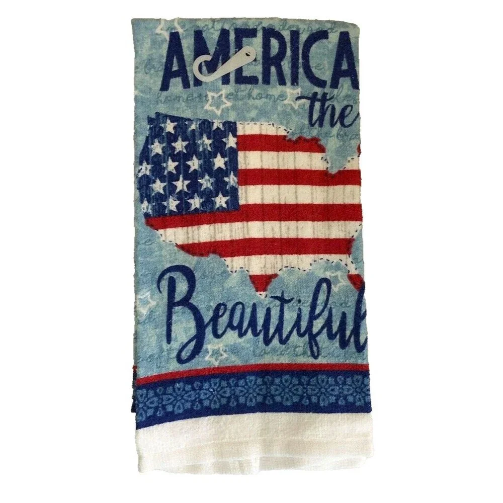 America The Beautiful Dish Towels Oven Mitt Potholder Set of 4 Beach Summer